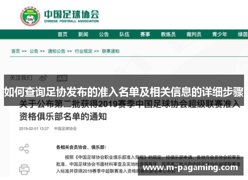 如何查询足协发布的准入名单及相关信息的详细步骤